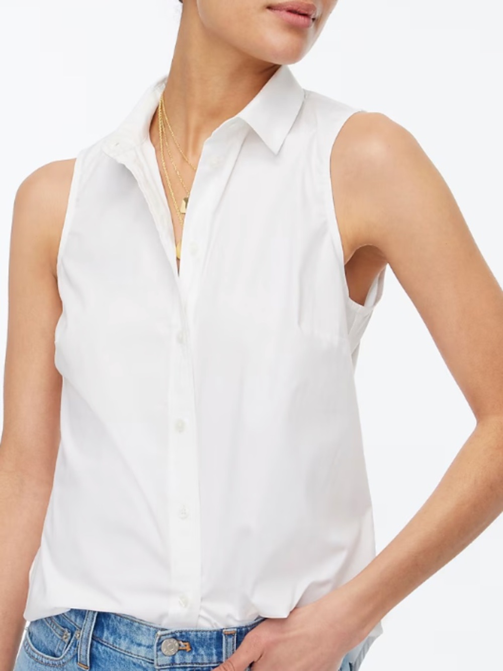 J.Crew Factory Womens Sleeveless cotton poplin shirt in signature fit Sz. S